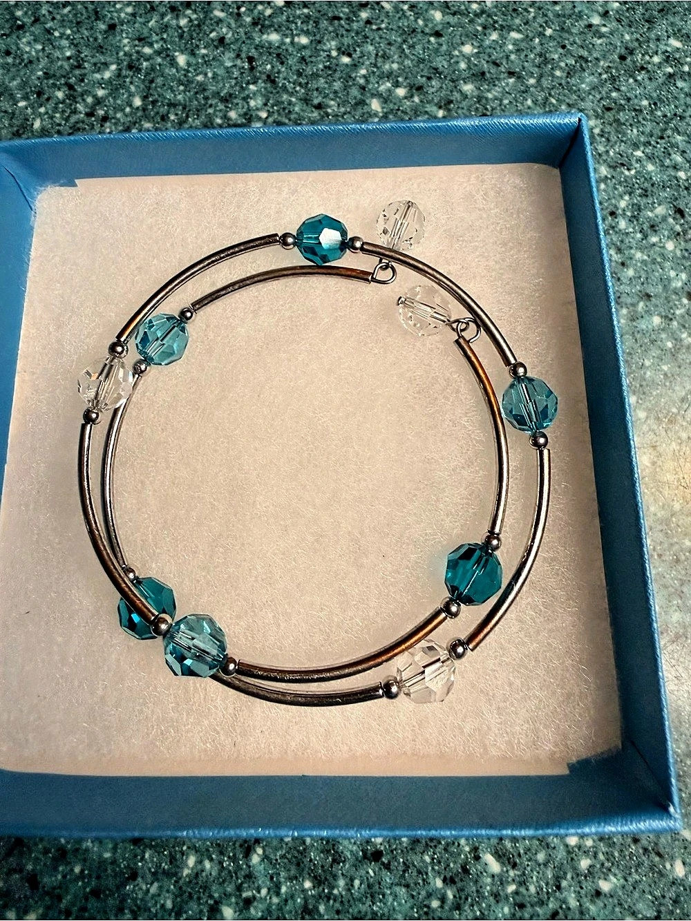 Touchstone Crystal by Swarovski Turquoise and Crystal wind up wrap bracelet